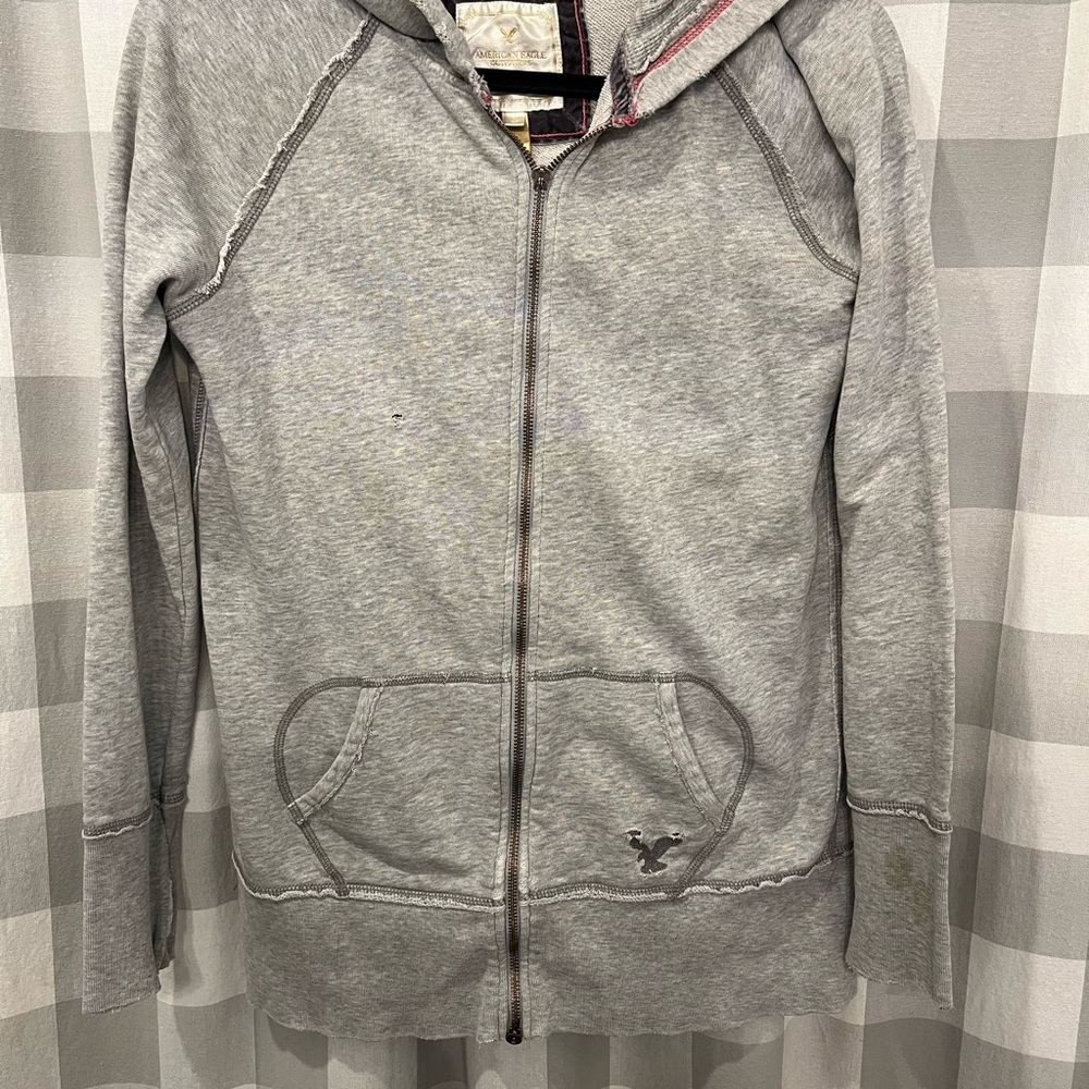American Eagle Outfitters Gray and Pink Hoodie